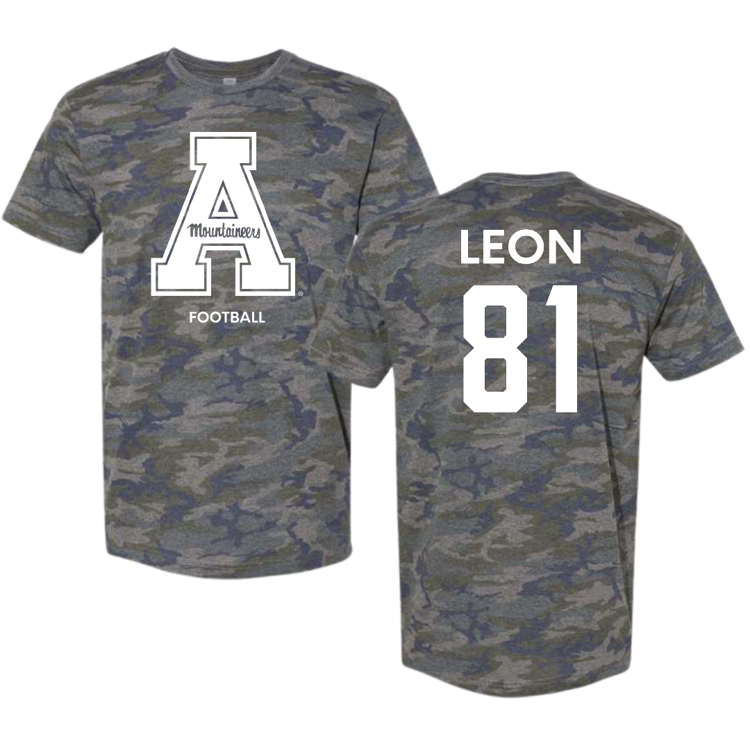 Appalachian State University Football Vintage Camo Tee - #81 Jose Leon
