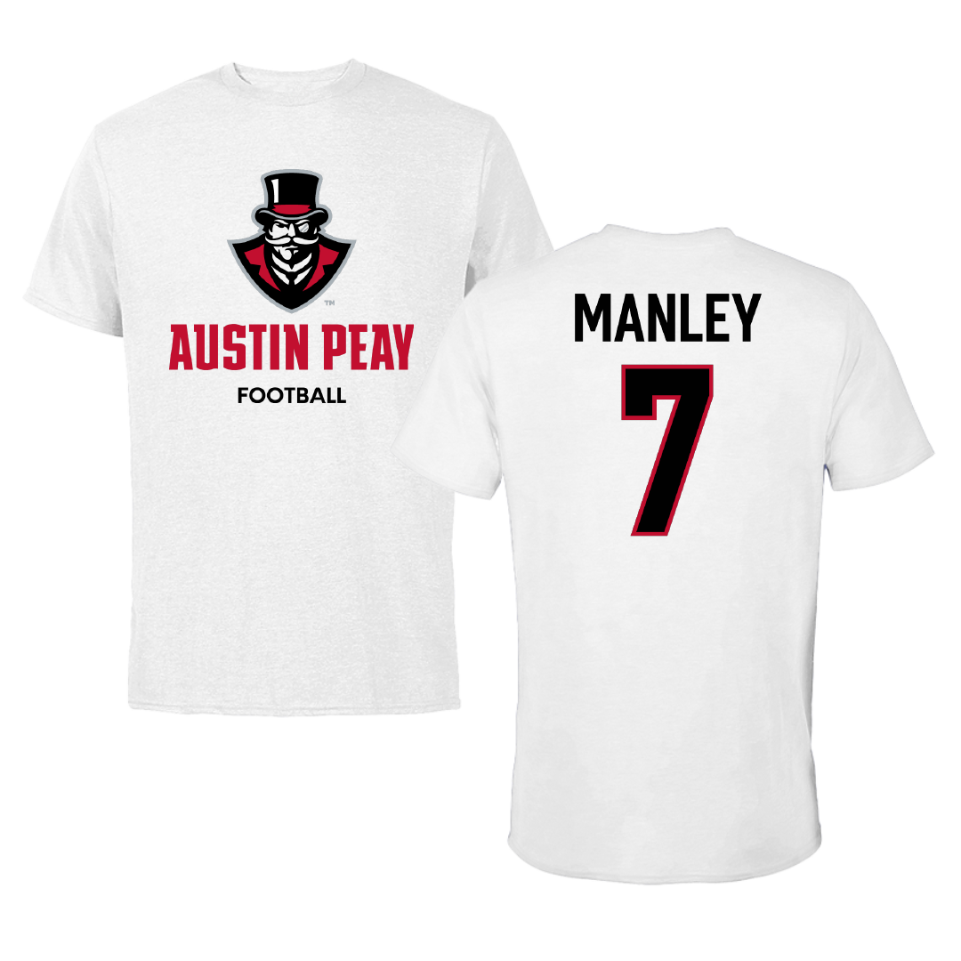 Austin Peay State University Football White Performance Tee - #7 Raylyn Manley