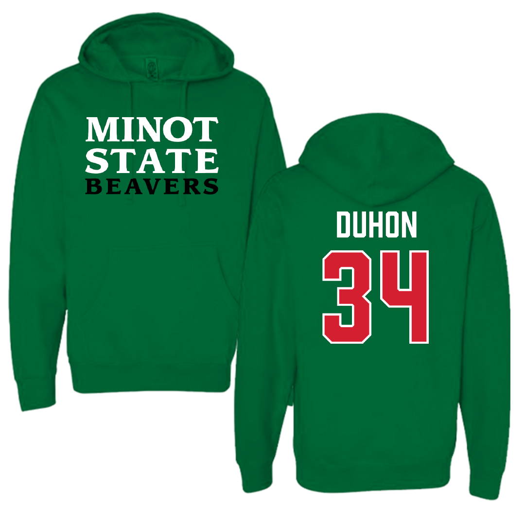 Minot State University Football Green Hoodie - #34 Dylan Duhon