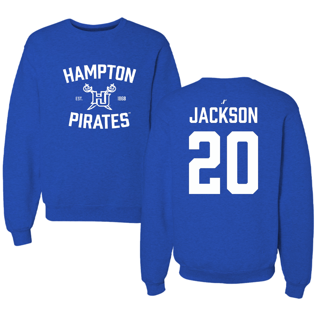 Hampton University Softball Blue General Crewneck - #20 Raven Jackson