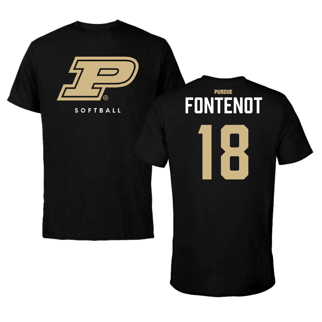 Purdue University Softball Black Performance Tee - #18 Bri Fontenot