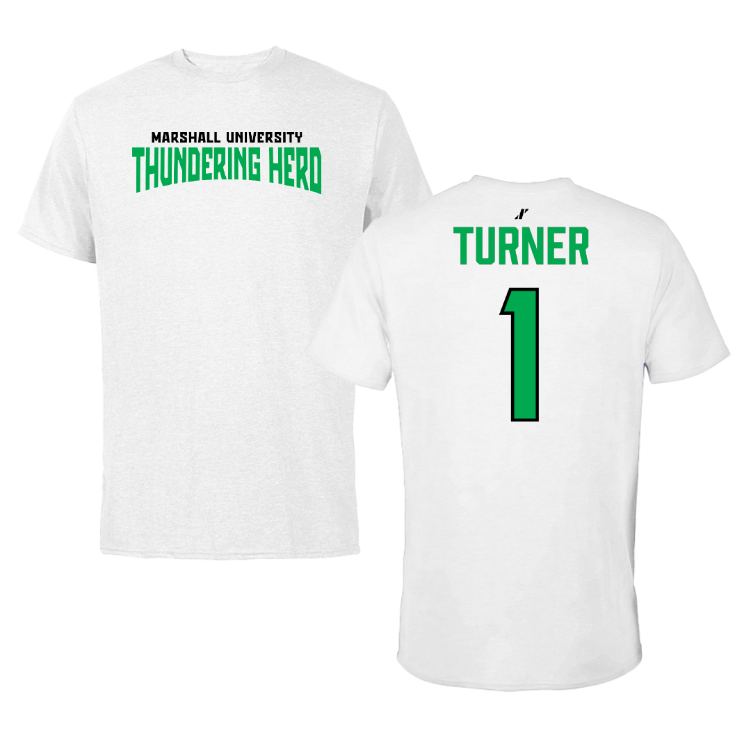 Marshall University Football White Classic Performance Tee - #1 Zion Turner