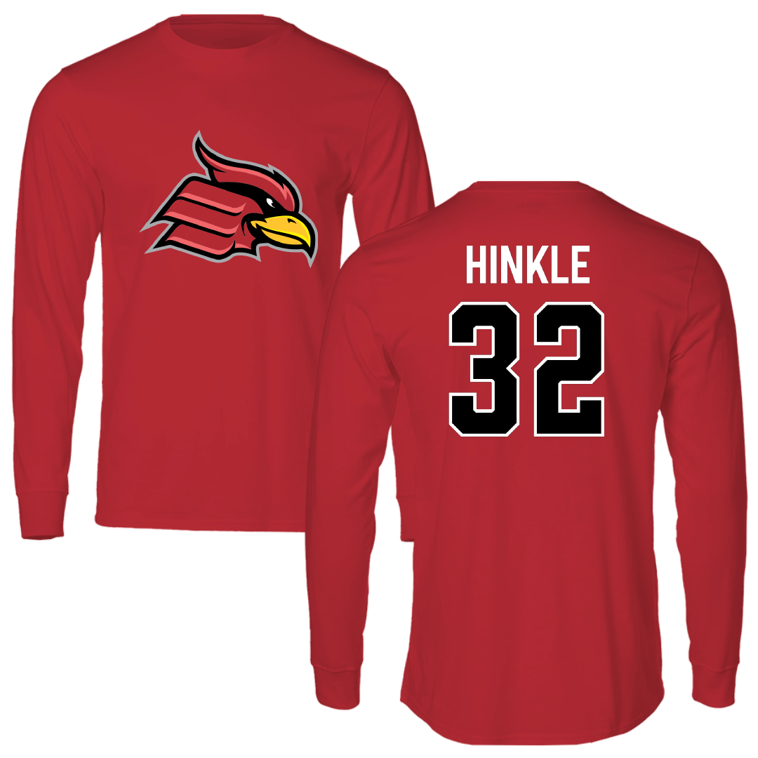 Wheeling University Football Red Performance Long Sleeve - #32 Xavien Hinkle