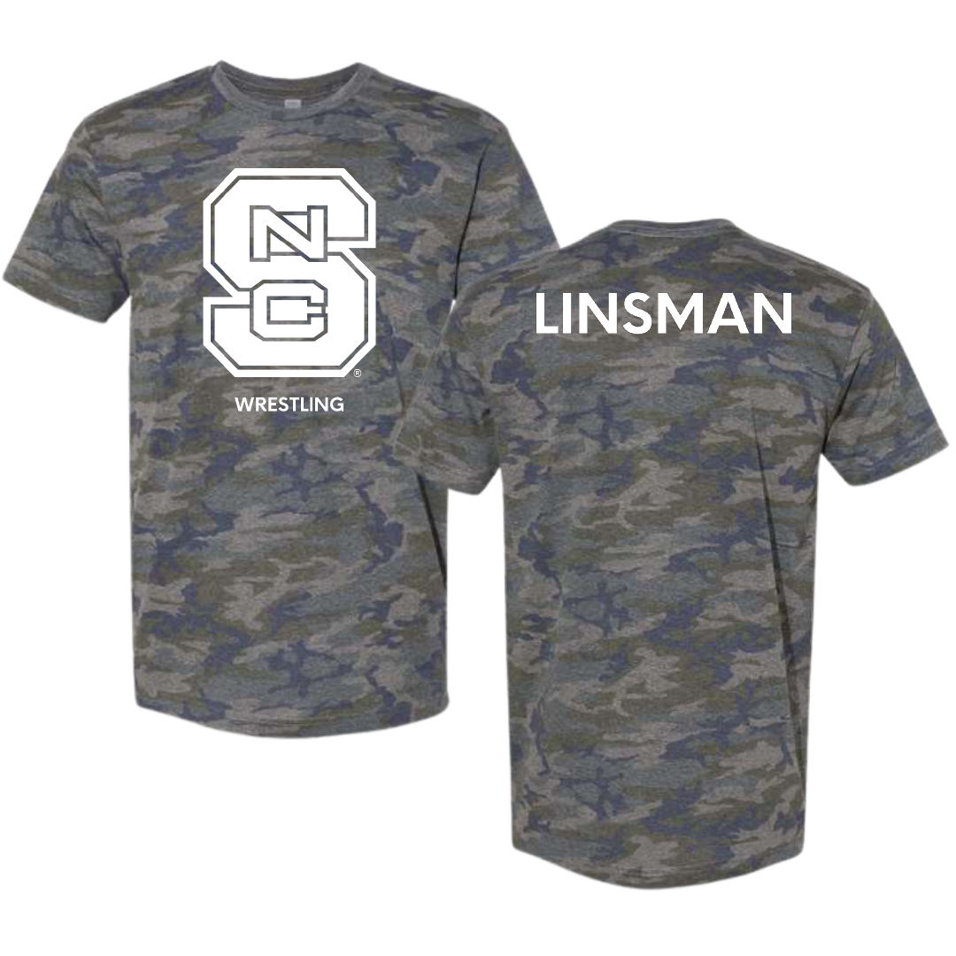 North Carolina State University Wrestling (M) Vintage Camo Tee - Gavin Linsman