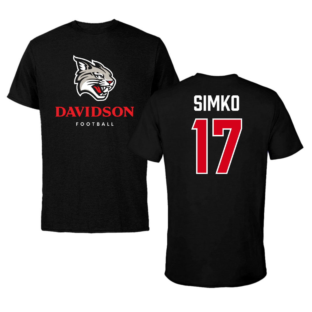 Davidson College Football Black Tee - #17 Carter Simko