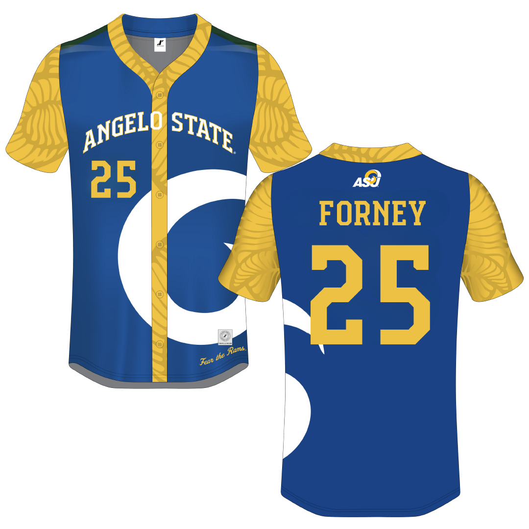 Angelo State University Blue Campus Connect Button-Down Jersey - #25 Kylie Forney