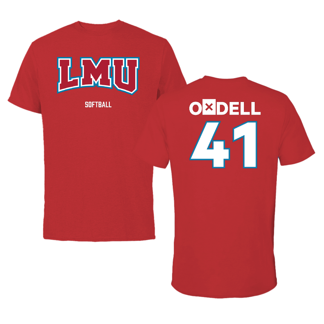 Loyola Marymount University Softball Red Tee - #41 Lindsay O'Dell