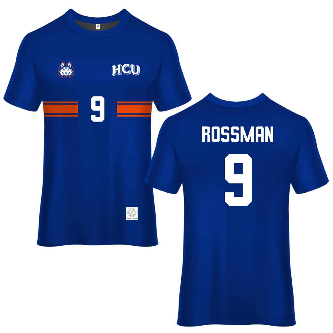 Houston Christian University Blue Soccer Jersey - #9 Olivia Rossman