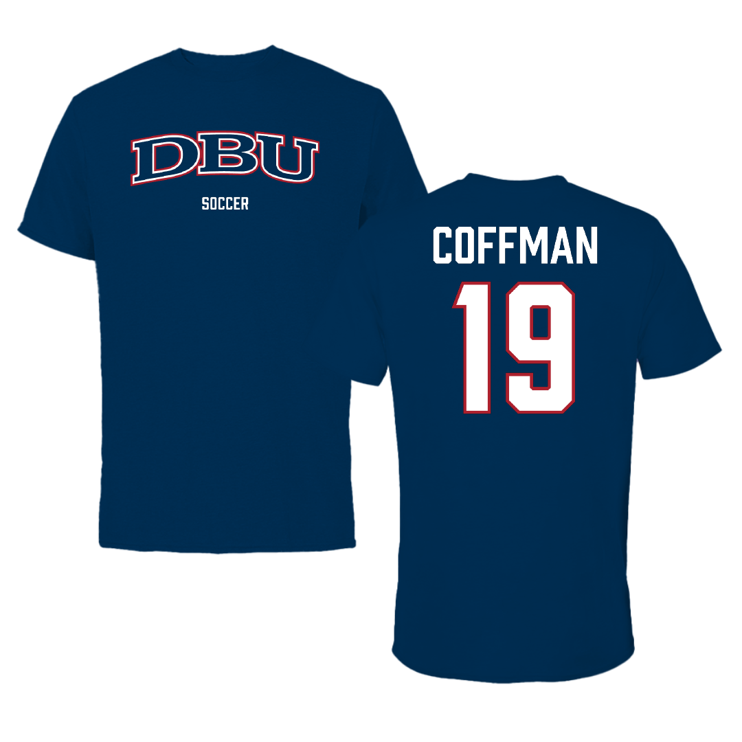 Dallas Baptist University Soccer (W) Navy Performance Tee - #19 Kylar Coffman