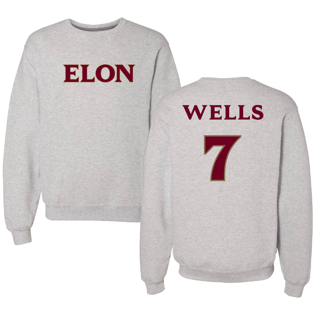 Elon University Softball Light Gray Crewneck - #7 Meredith Wells