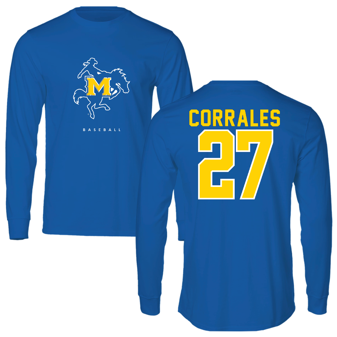 McNeese State University Baseball Blue Performance Long Sleeve - #27 Diego Corrales