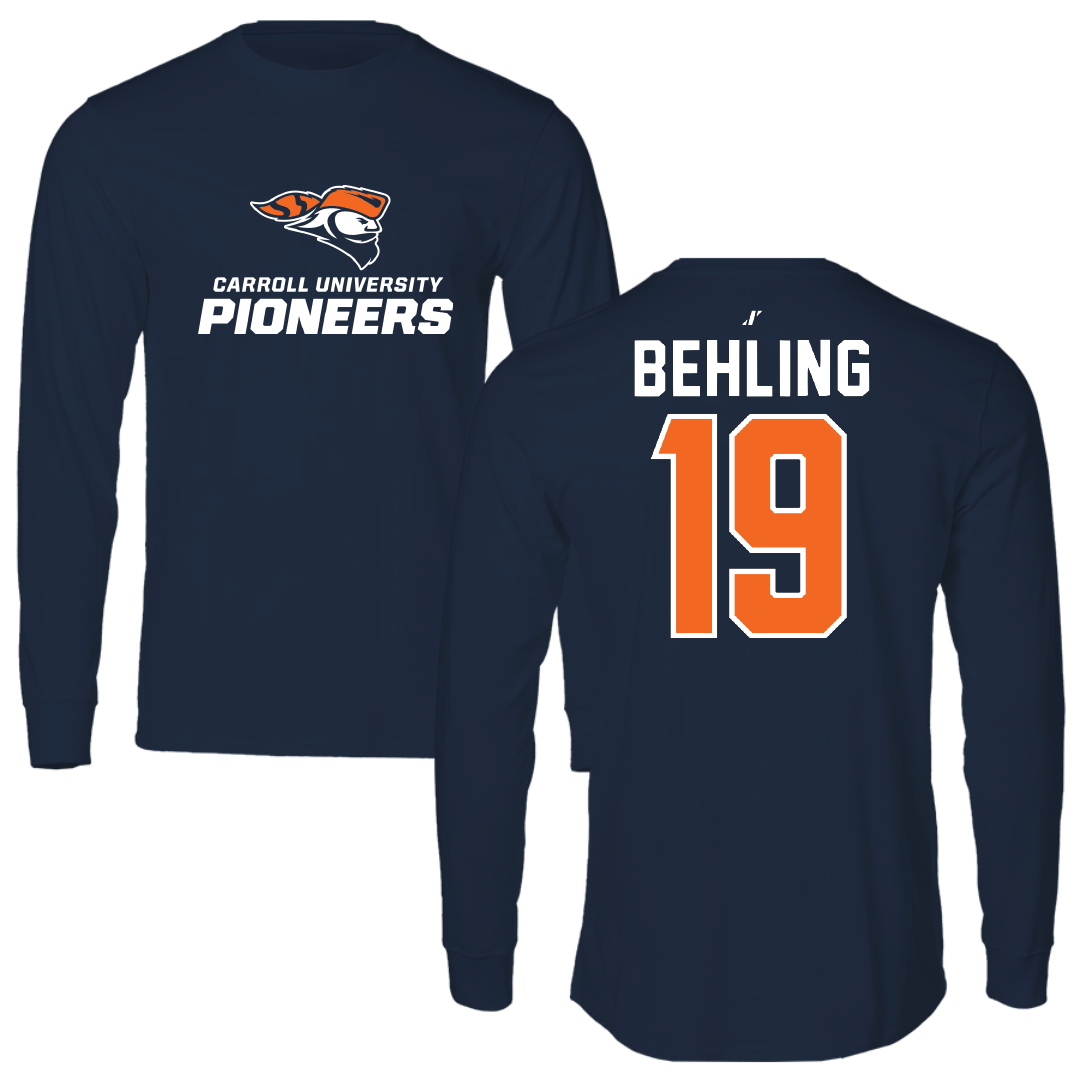 Carroll University Football Navy Long Sleeve - #19 Jonah Behling