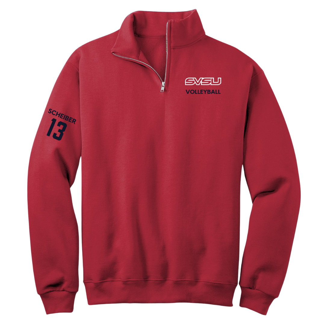 Saginaw Valley State University Volleyball (W) Red Quarter-Zip - #13 Jackie Scheiber