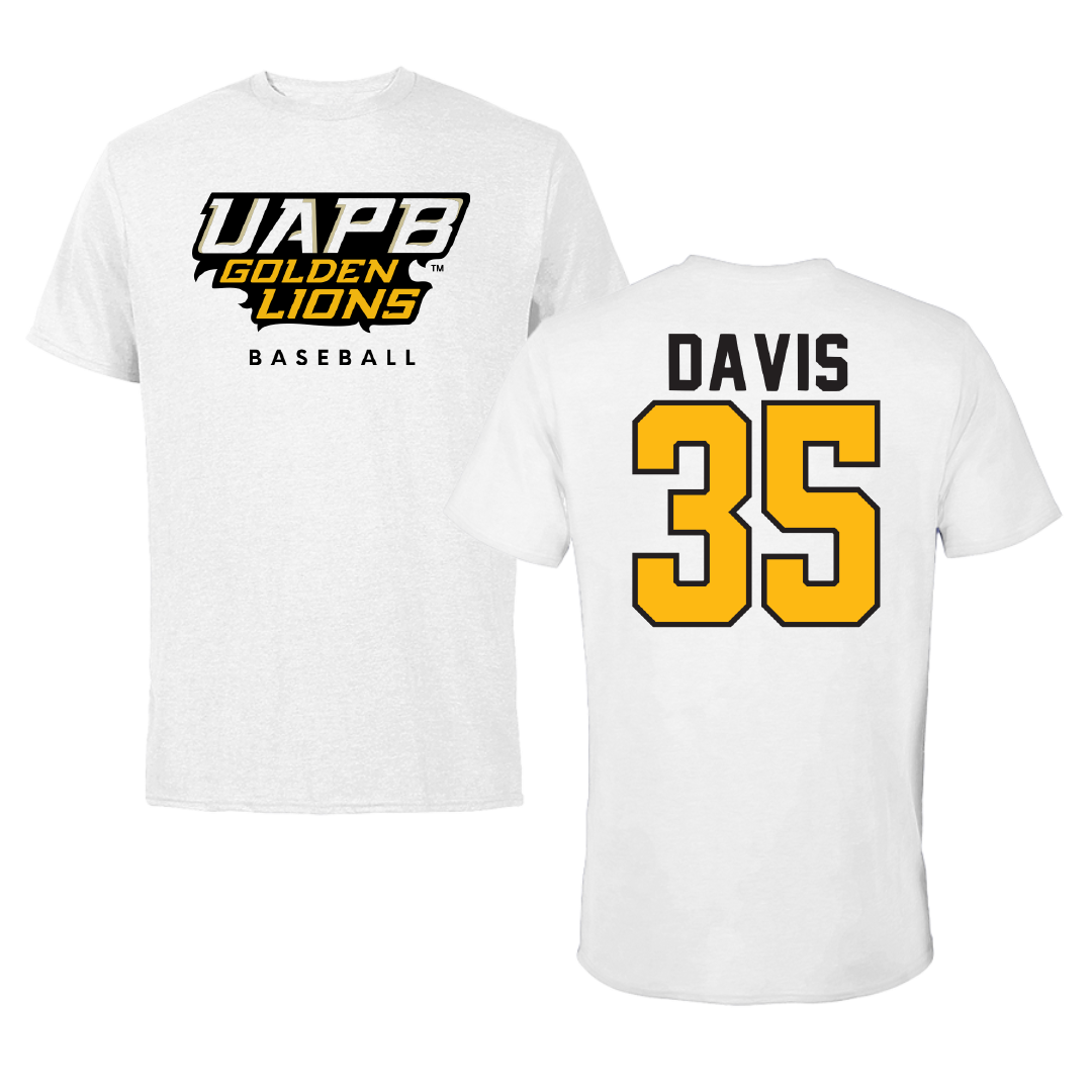 University of Arkansas-Pine Bluff Baseball White Performance Tee - #35 Ashton Davis