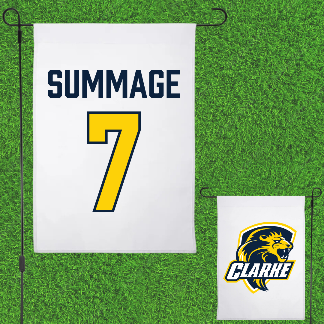 Clarke University Football White Garden Flag - #7 Jordan Summage