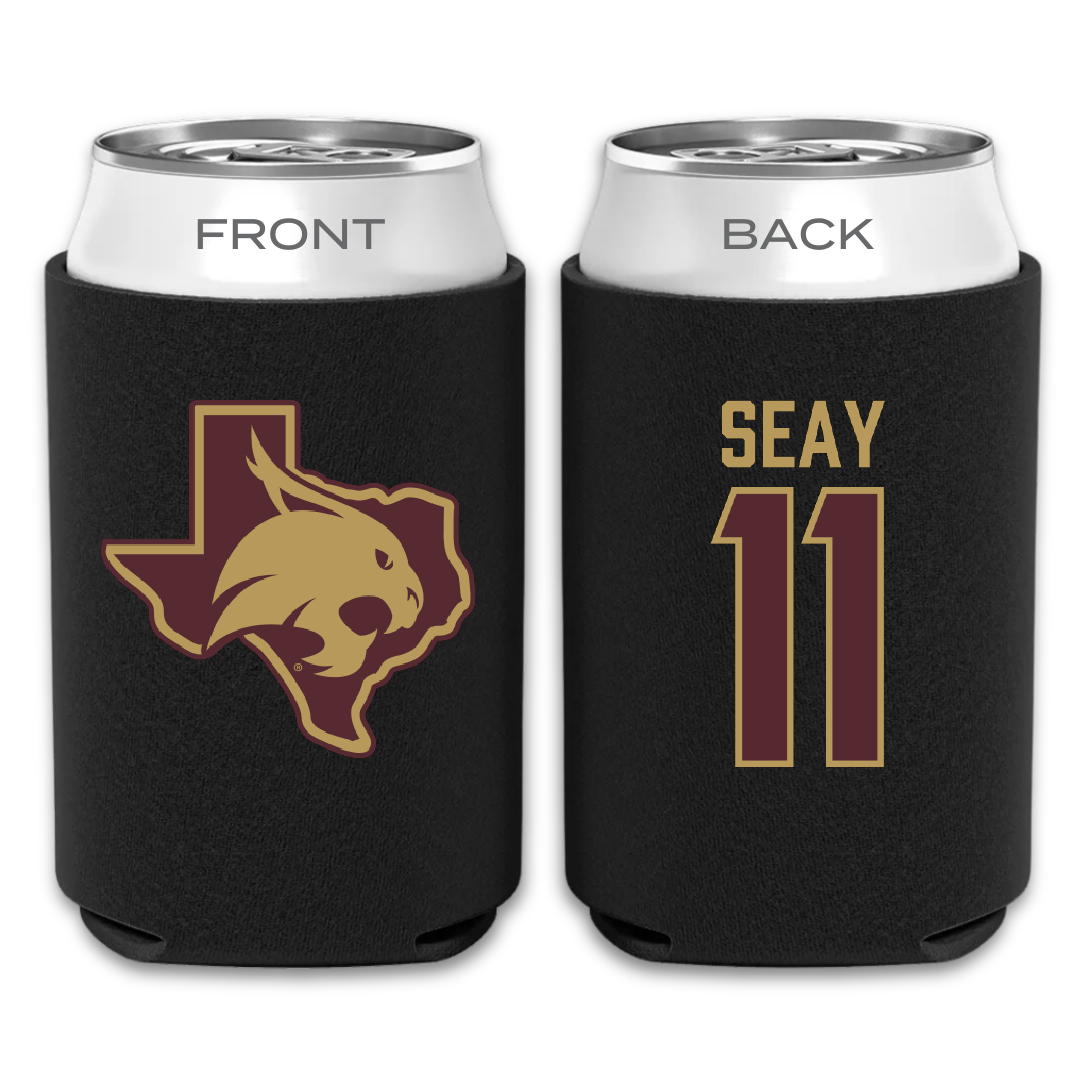 Texas State University Baseball Black Can Cooler - #11 Taylor Seay