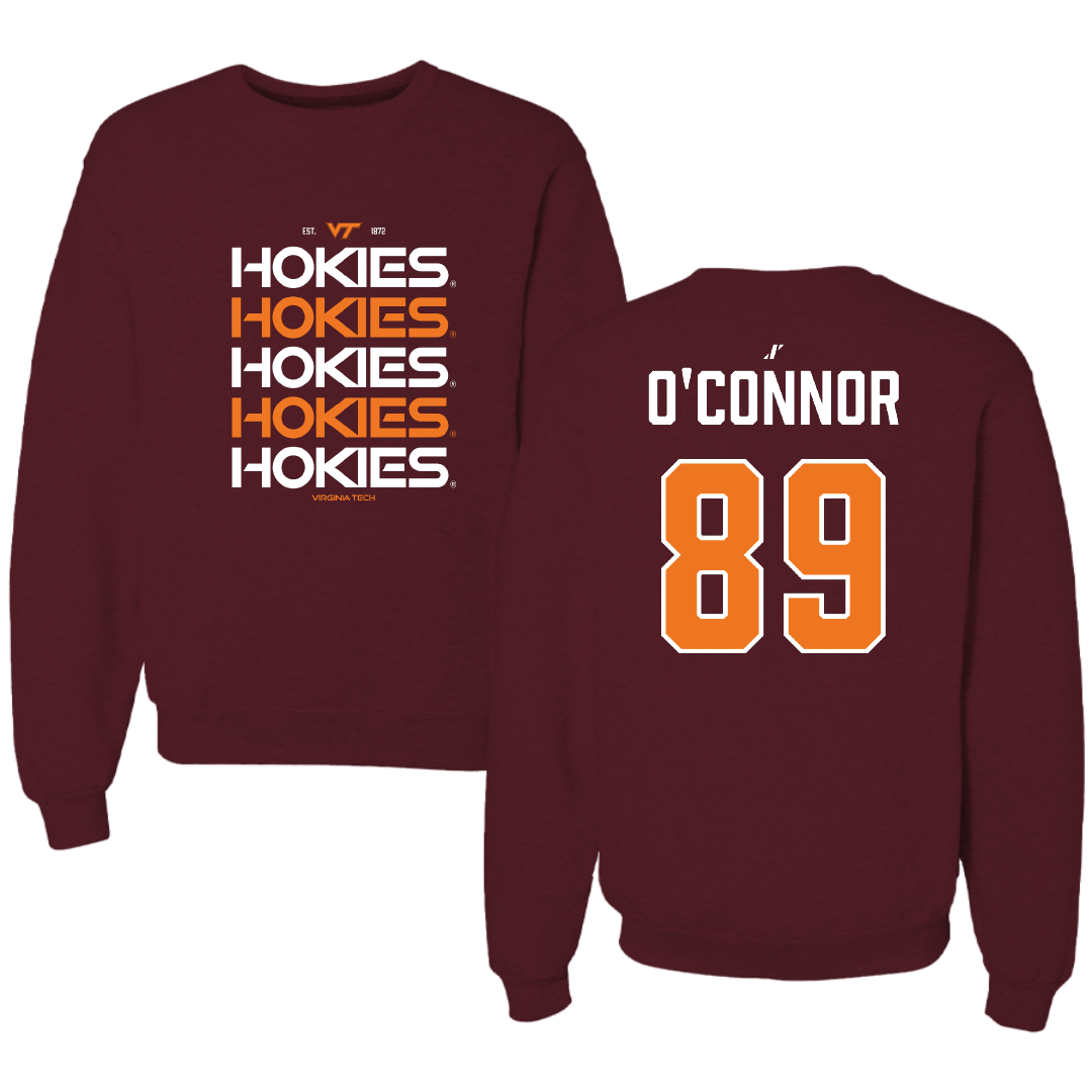 Virginia Tech Football Maroon General Crewneck - #89 Charlie O'Connor