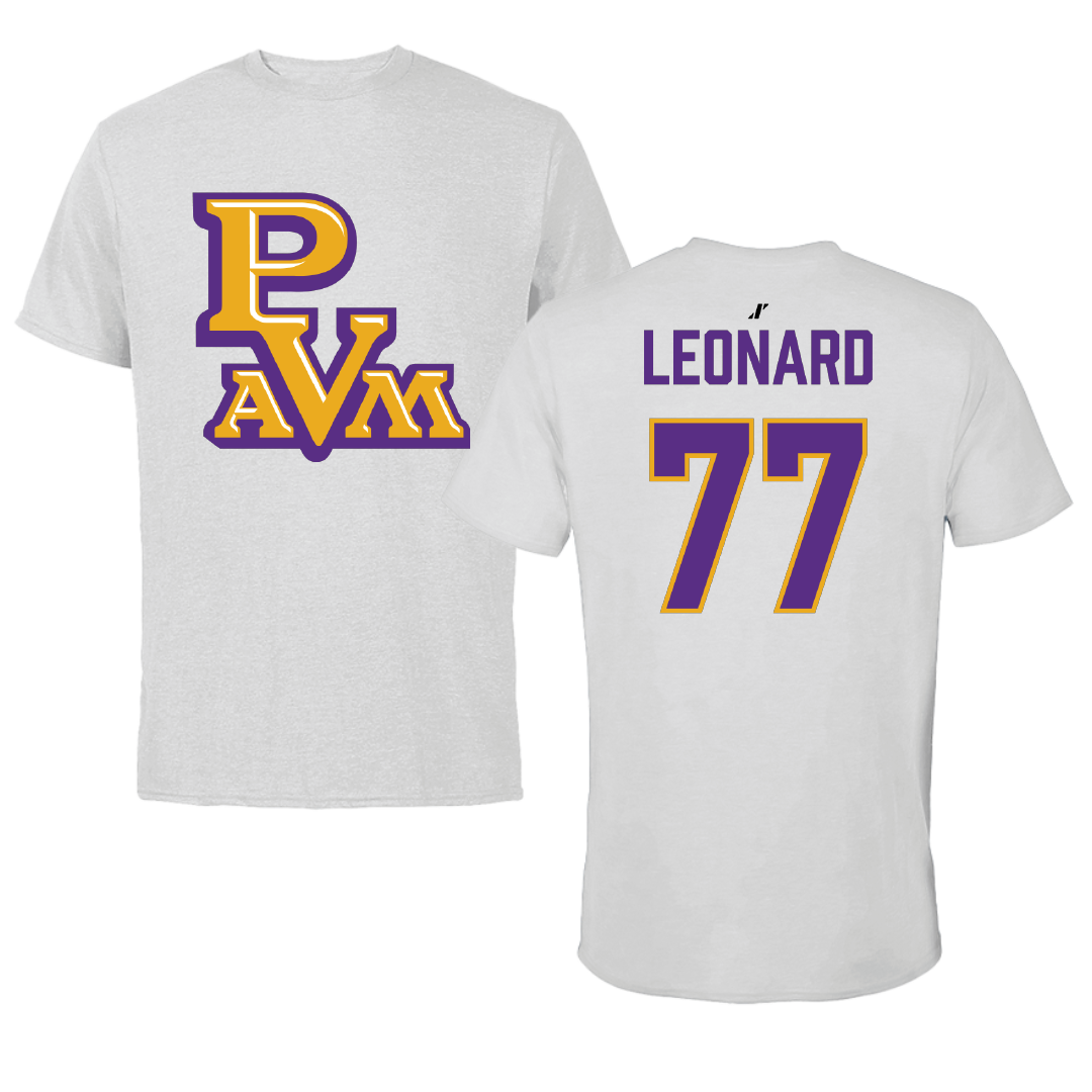 Prairie View A&M University Football Light Gray Tee - #77 Caleb Leonard