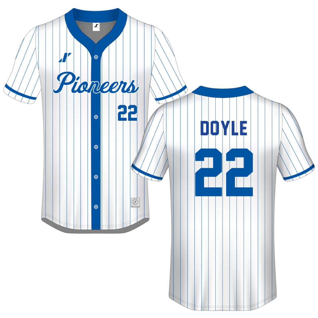 Spartanburg Methodist College White Pinstripe Button-Down Jersey - #22 Hunter Doyle