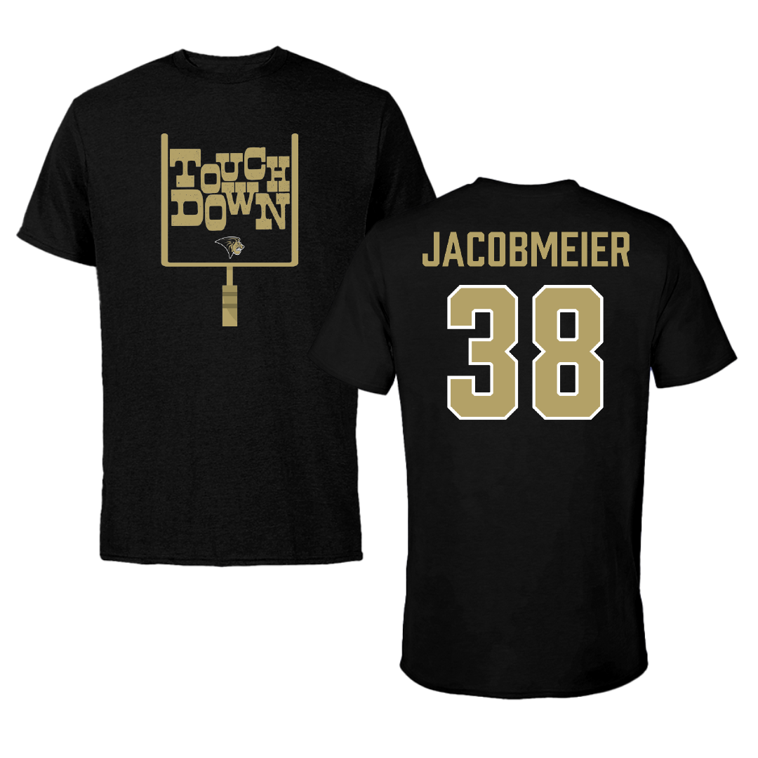 Lindenwood University Football Black Touchdown Tee - #38 Caleb Jacobmeier
