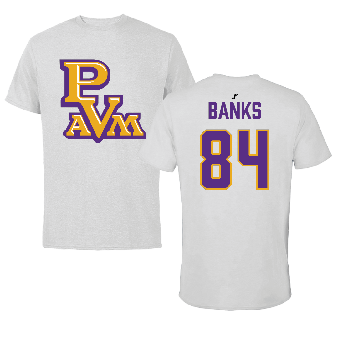 Prairie View A&M University Football Light Gray Tee - #84 Ja’koby Banks