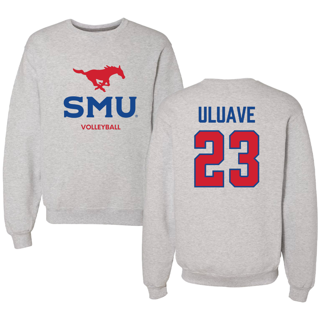 Southern Methodist University Volleyball (W) Light Gray Crewneck - #23 Sina Uluave