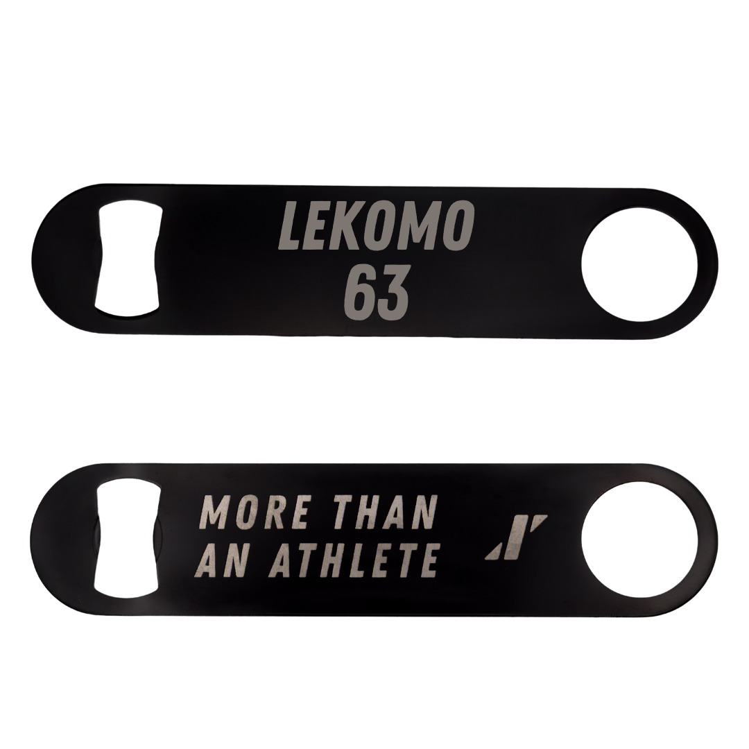 Robert Morris University Football Black Bottle Opener - #63 Yann Lekomo