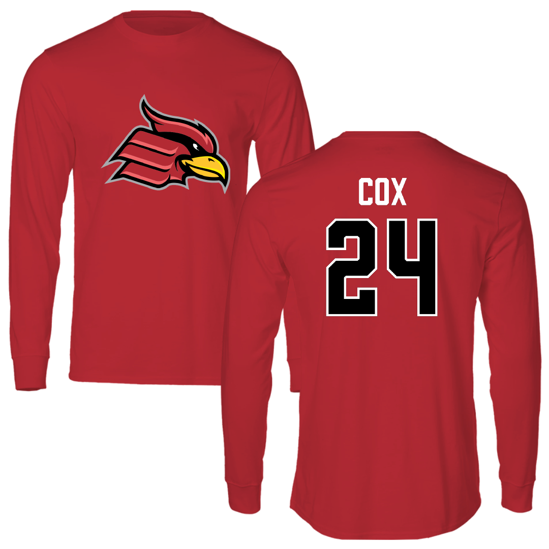 Wheeling University Football Red Performance Long Sleeve - #24 Tony Cox
