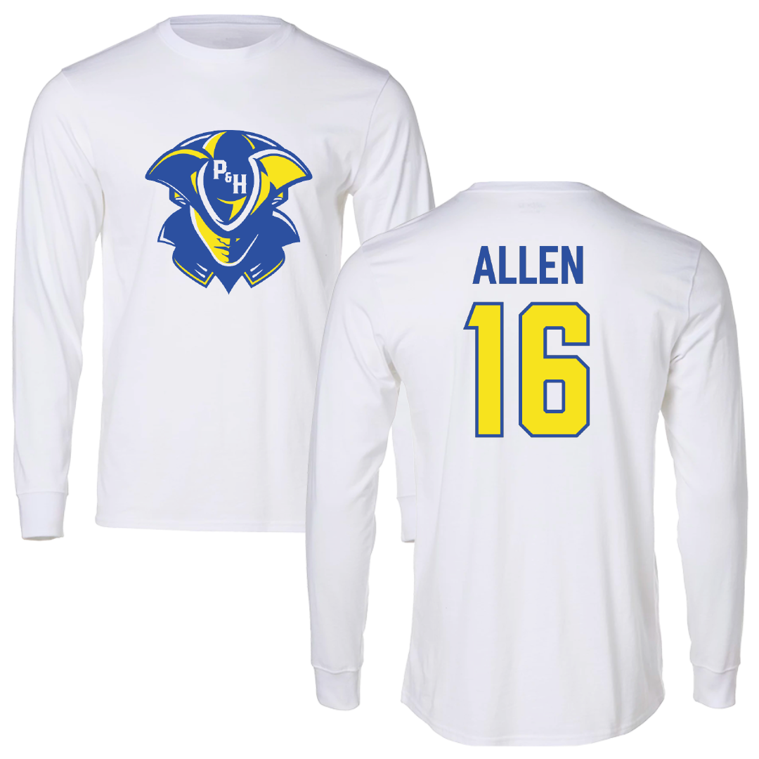 Patrick & Henry Community College Baseball White Long Sleeve - #16 Wyatt Allen