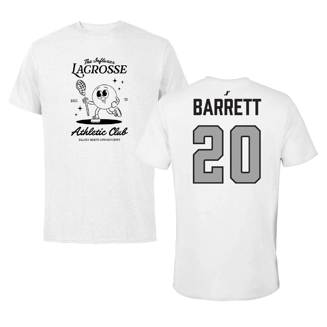 Lacrosse (M) White Influxer Athletic Club Tee - #20 Carter Barrett