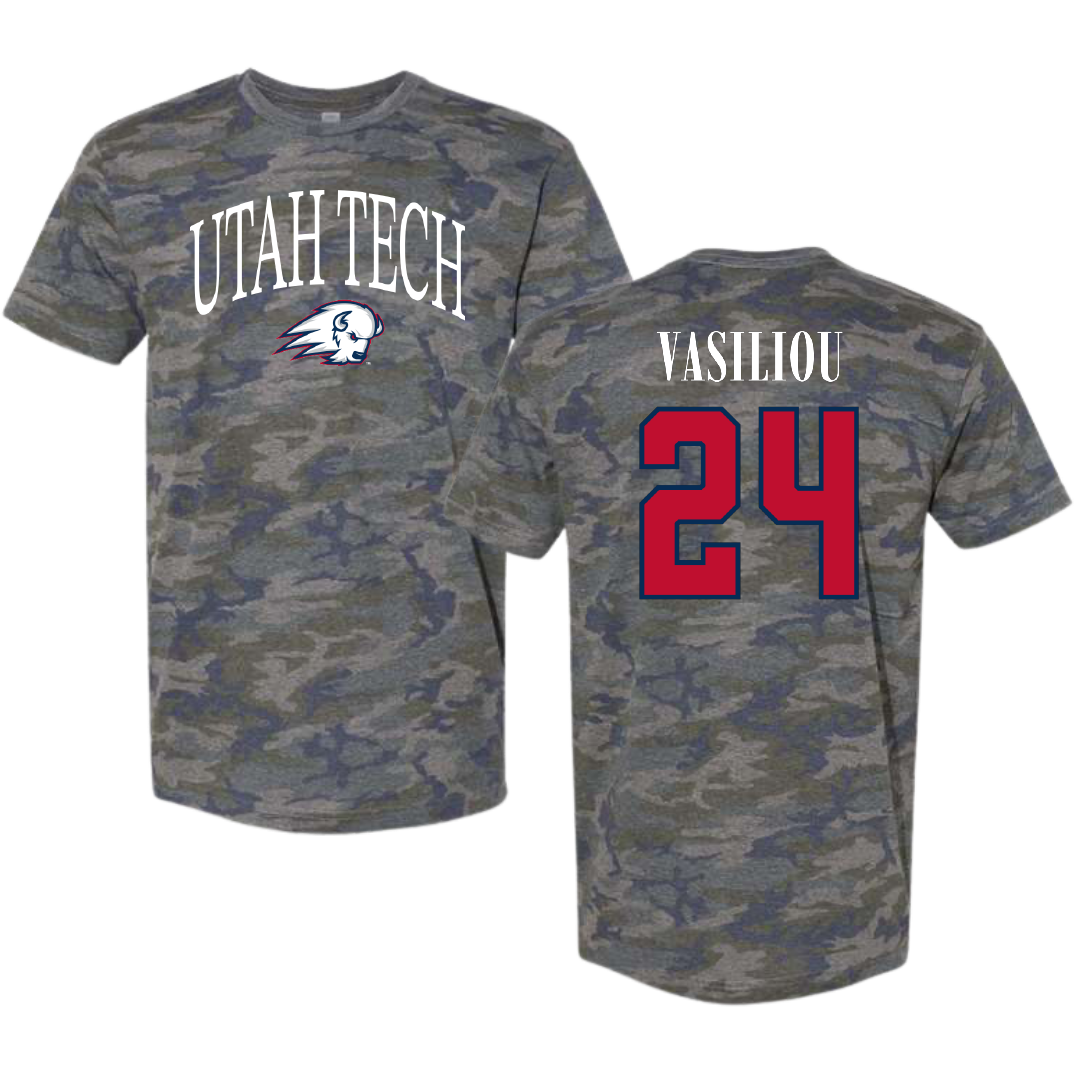 Utah Tech University Baseball Vintage Camo Tee - #24 Evan Vasiliou