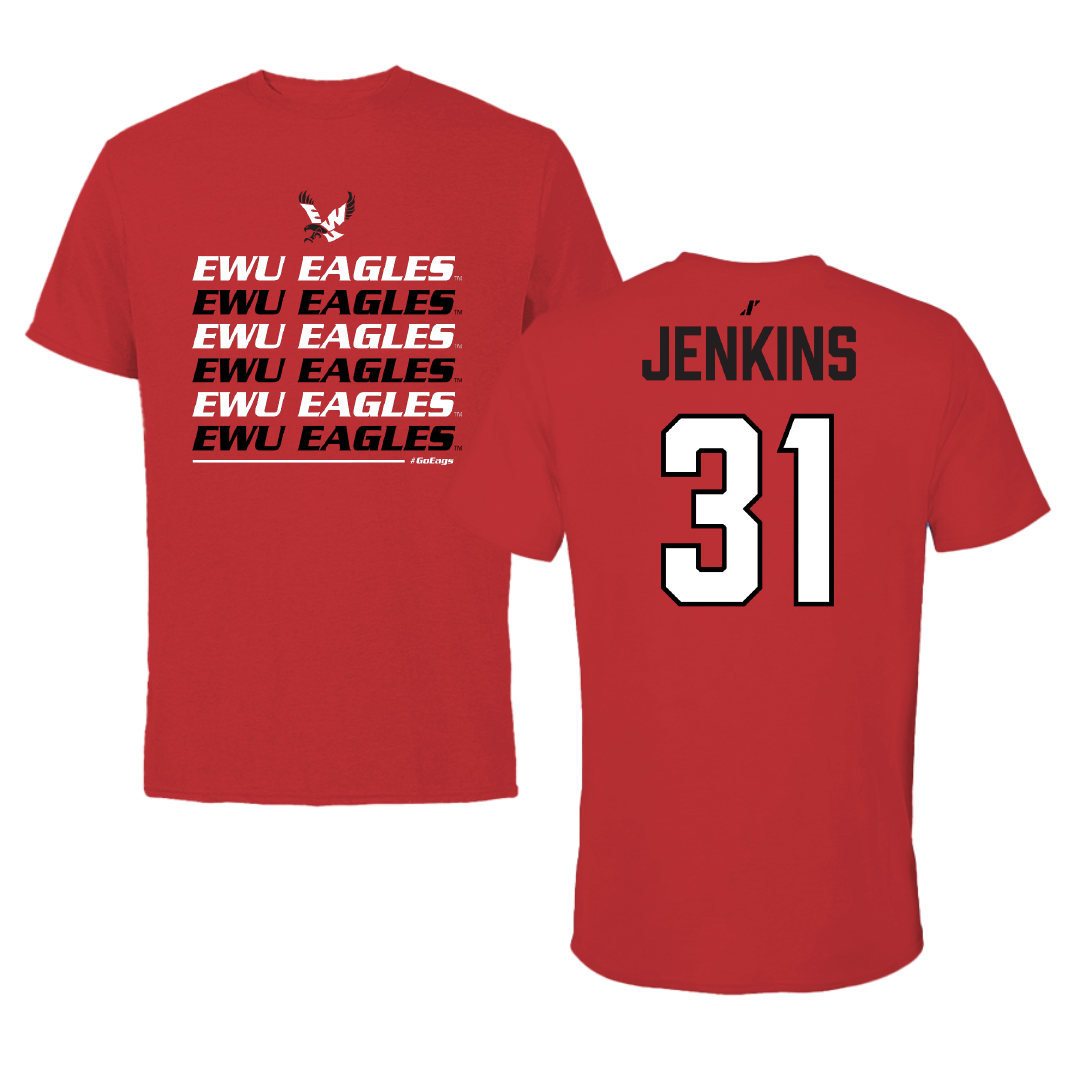 Eastern Washington University Football Red General Tee - #31 Jaylon Jenkins