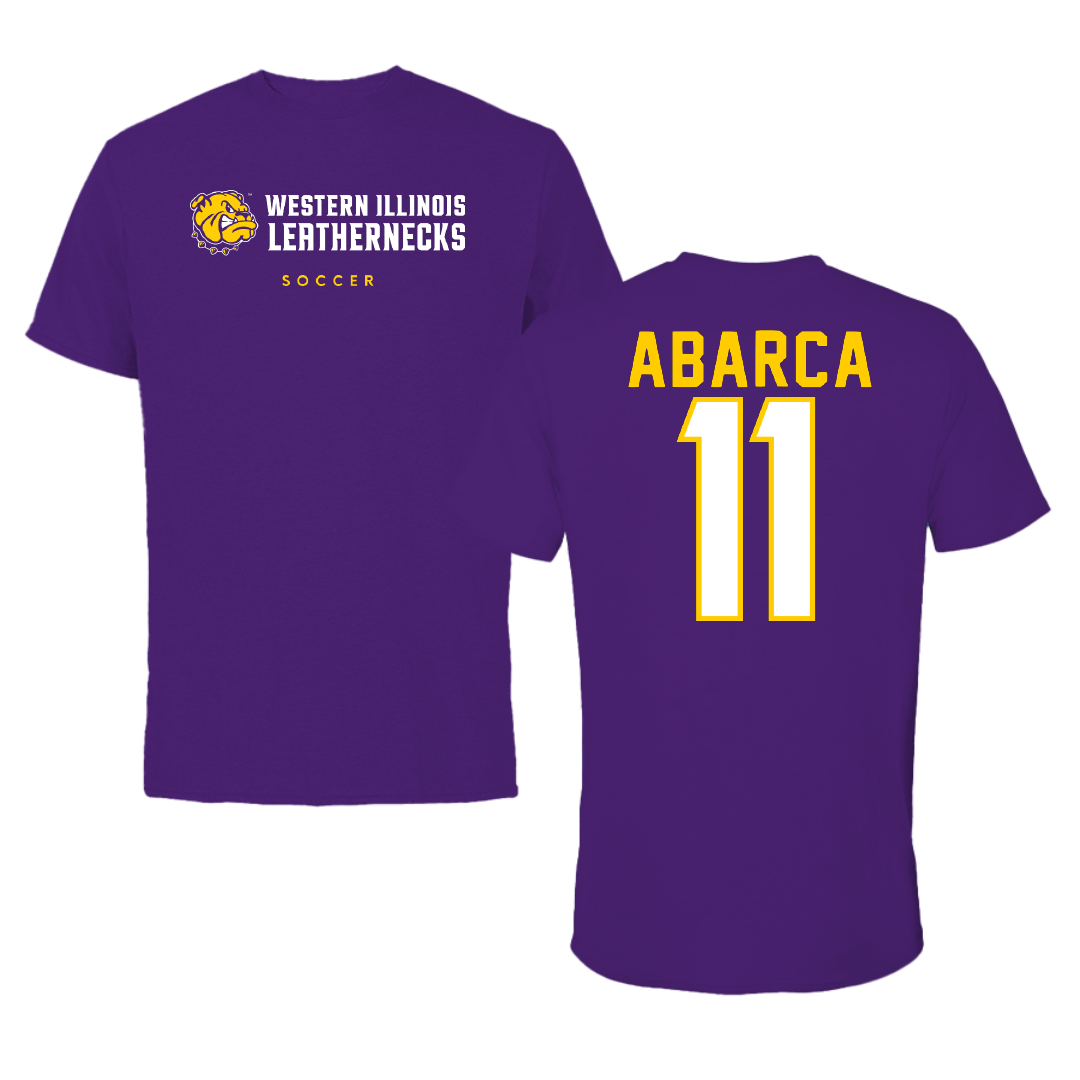 Western Illinois University Soccer Purple Tee - #11 Henrry Abarca