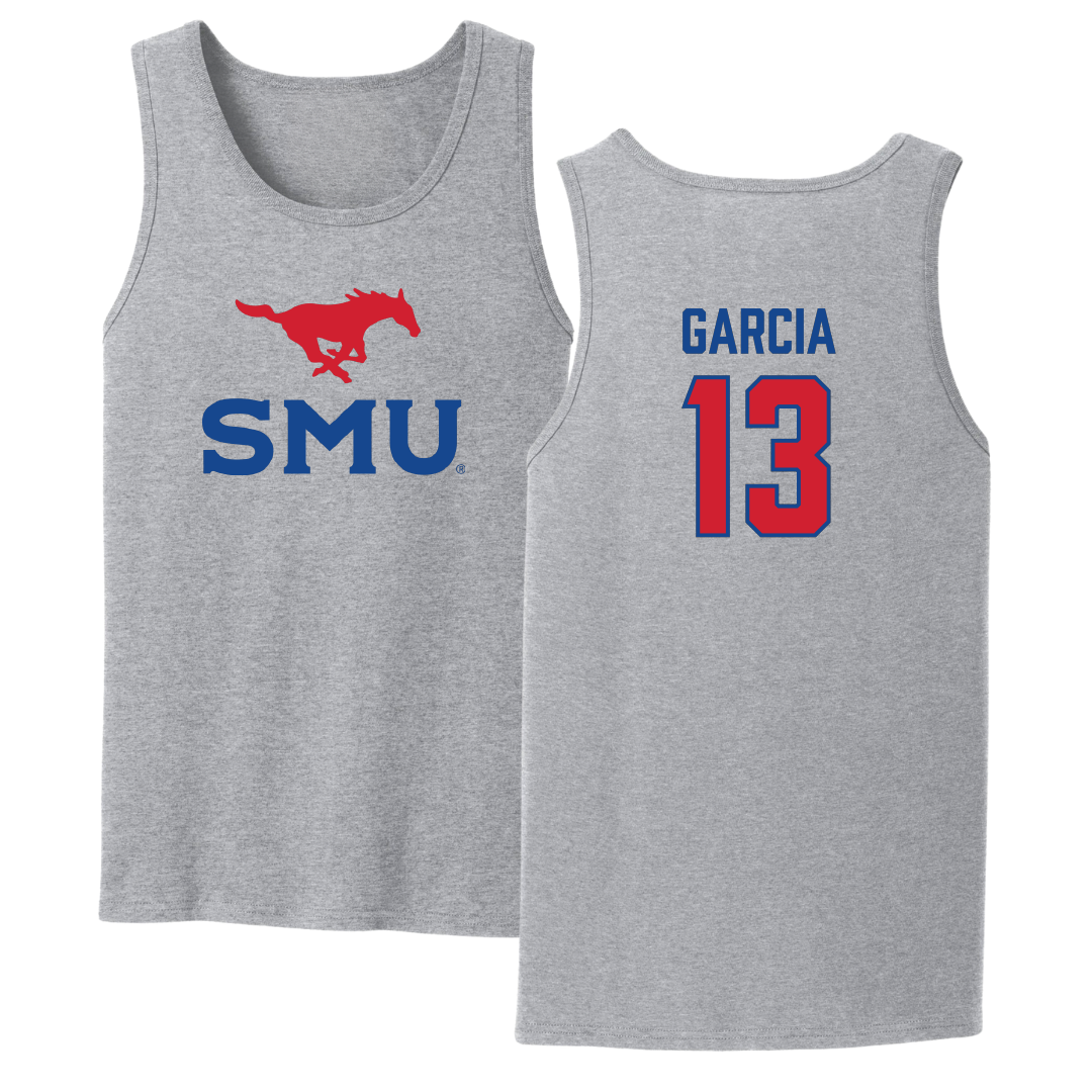 Southern Methodist University Soccer Sport Gray Tank Top - #13 Richie Garcia