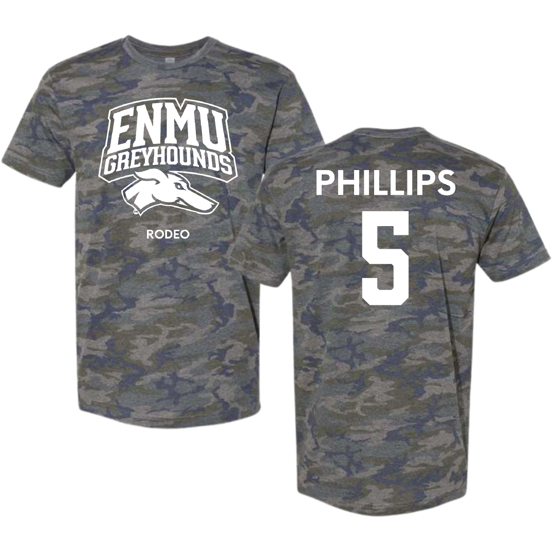 Eastern New Mexico University Rodeo Vintage Camo Tee - #5 Kyrian Phillips