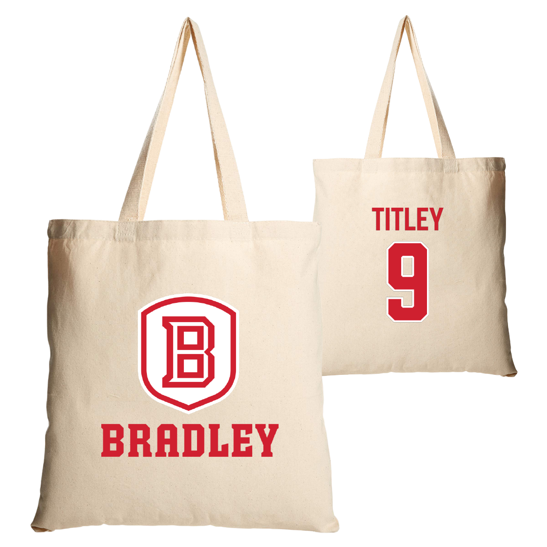 Bradley University Volleyball Tan Canvas Tote Bag - #9 Tendai Titley