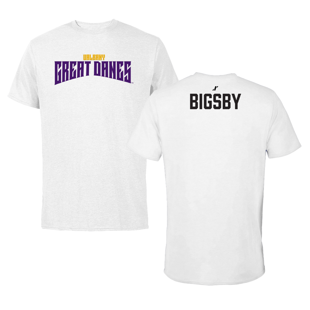 University at Albany TF and XC White Classic Performance Tee - Shelby Bigsby