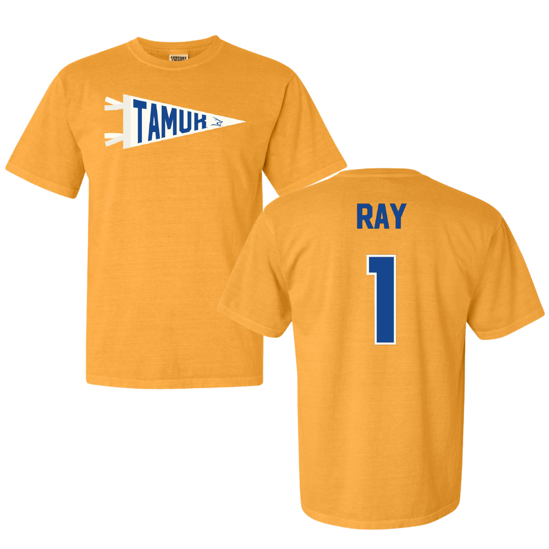 Texas A&M University-Kingsville Basketball Gold Pennant Comfort Colors Tee - #1 Shelby Ray