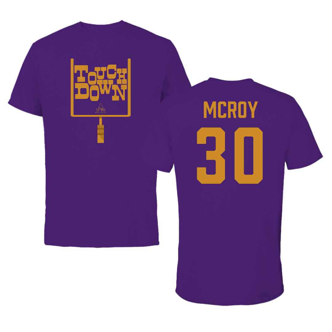 Alcorn State University Football Purple Touchdown Performance Tee - #30 Jaylen Mcroy