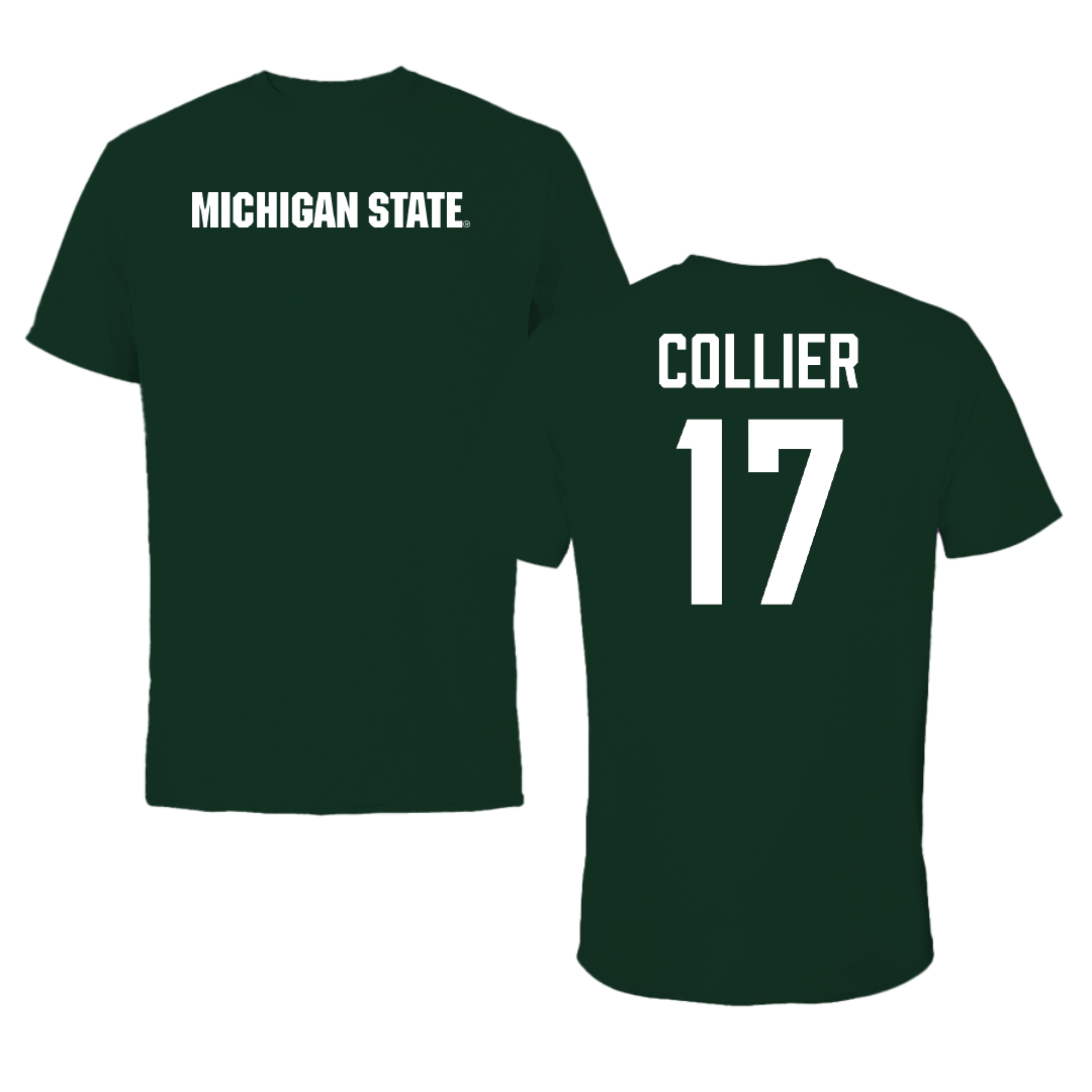 Michigan State University Football Forest Green Tee - #17 Braylon Collier