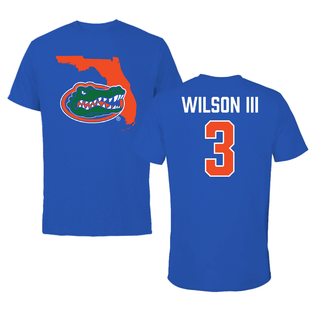 University of Florida Football Blue State Tee - #3 Eugene Wilson III