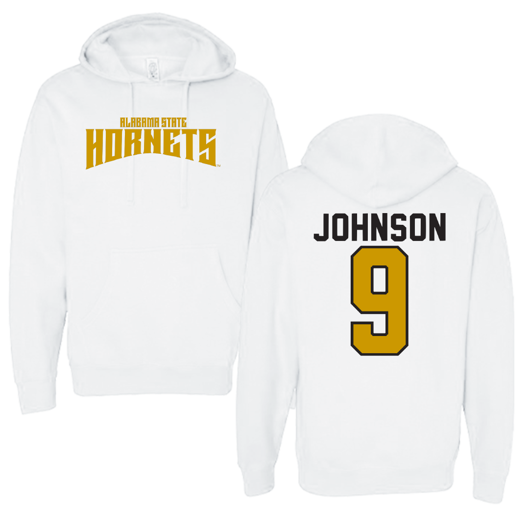 Alabama State University Flag Football White Classic Hoodie - #9 Tiyanna Johnson