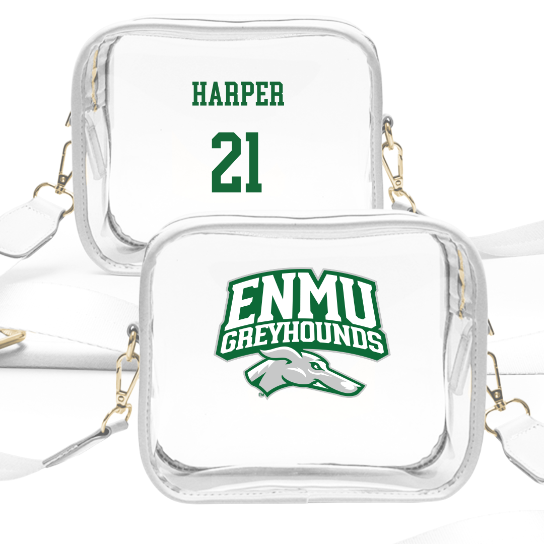Eastern New Mexico University Football White Clear Stadium Bag - #21 Nicholas Harper