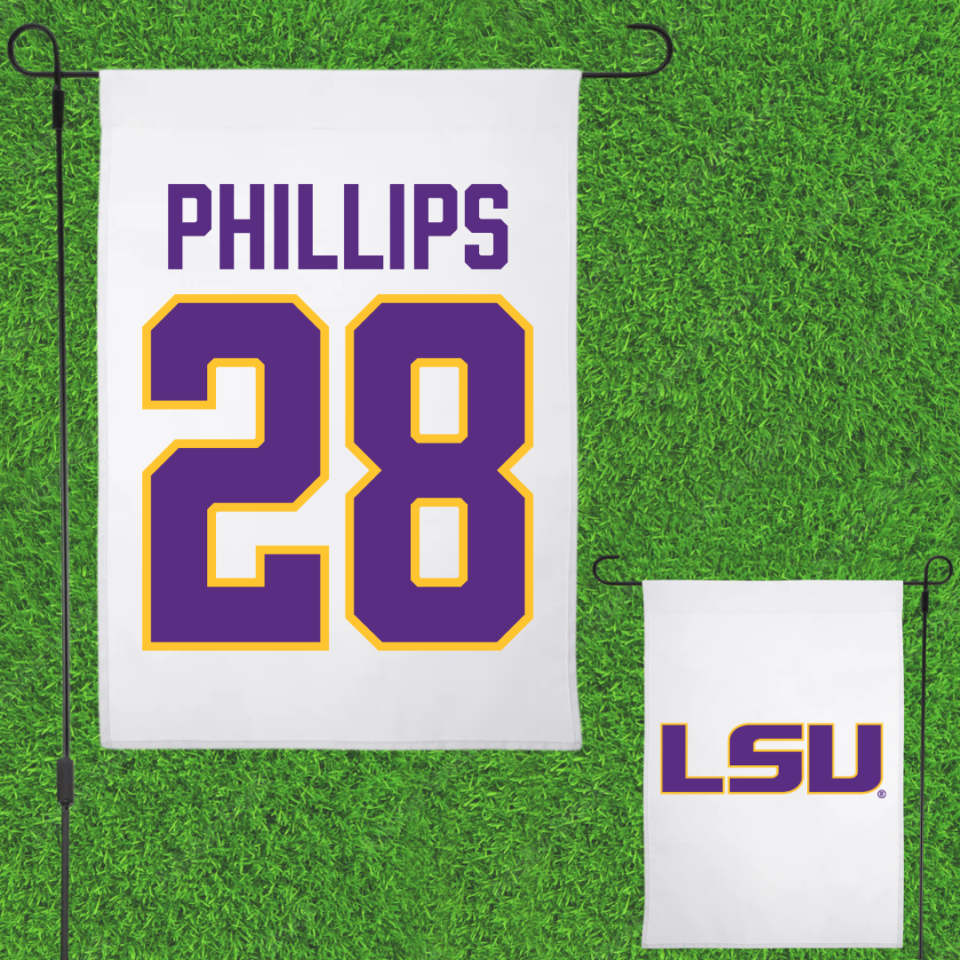 Louisiana State University Softball White Garden Flag - #28 Jada Phillips
