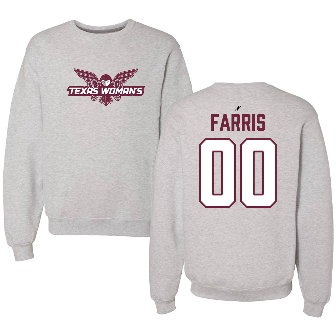 Texas Woman's University Soccer Light Gray Crewneck - #00 Amanda Farris