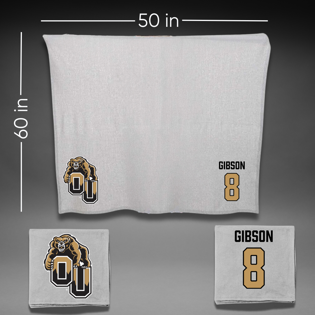 Oakland University Ice Hockey (M) Gray Blanket - #8 Conner Gibson