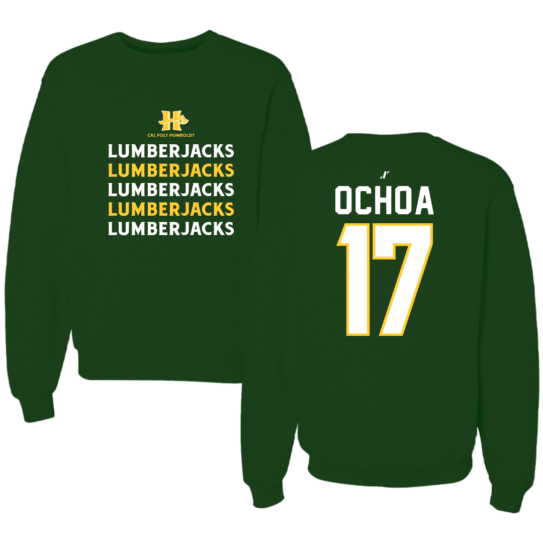 Cal Poly Humboldt Soccer Forest Green General Crewneck - #17 Evan Ochoa