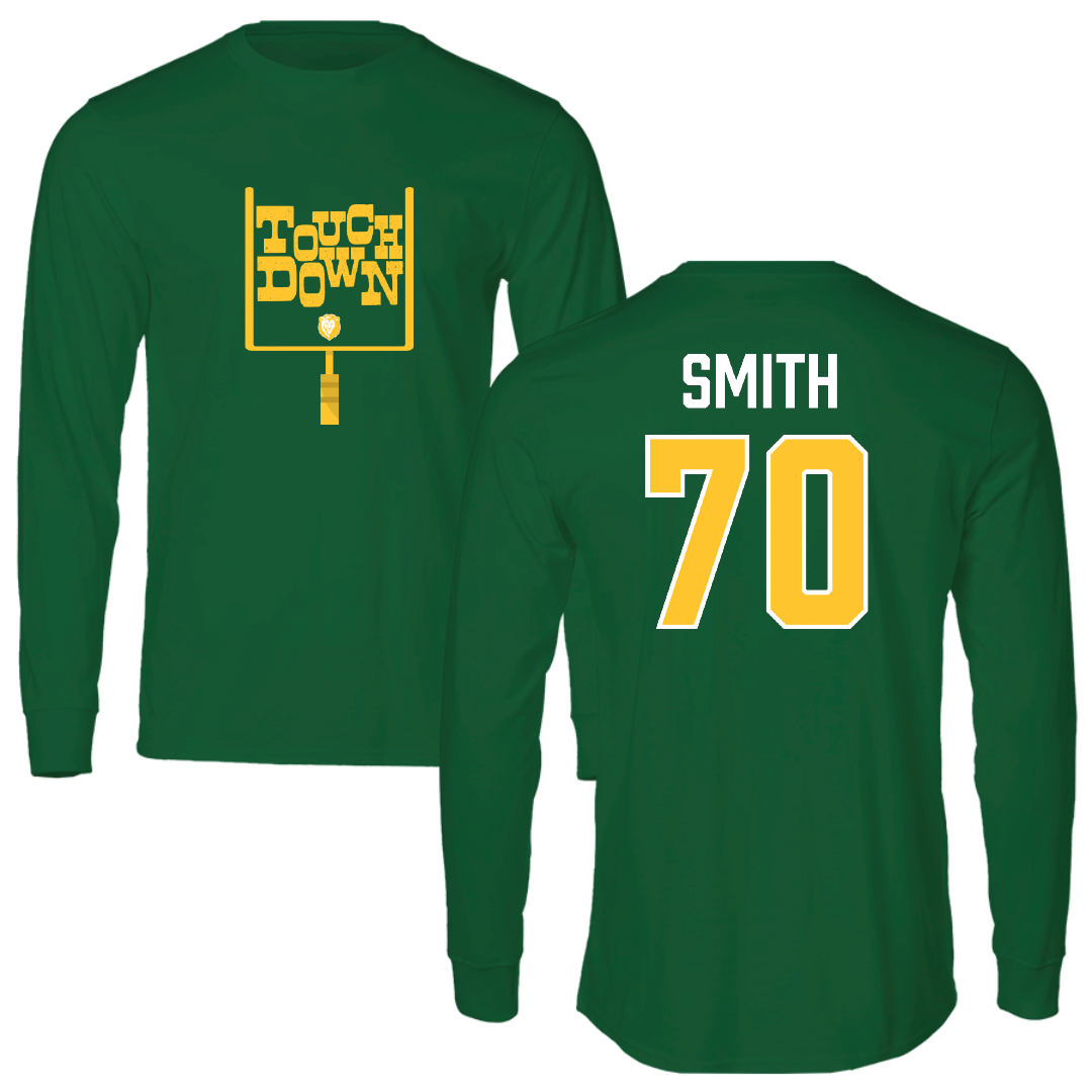 Southeastern Louisiana University Football Green Touchdown Long Sleeve - #70 Nicholas Smith