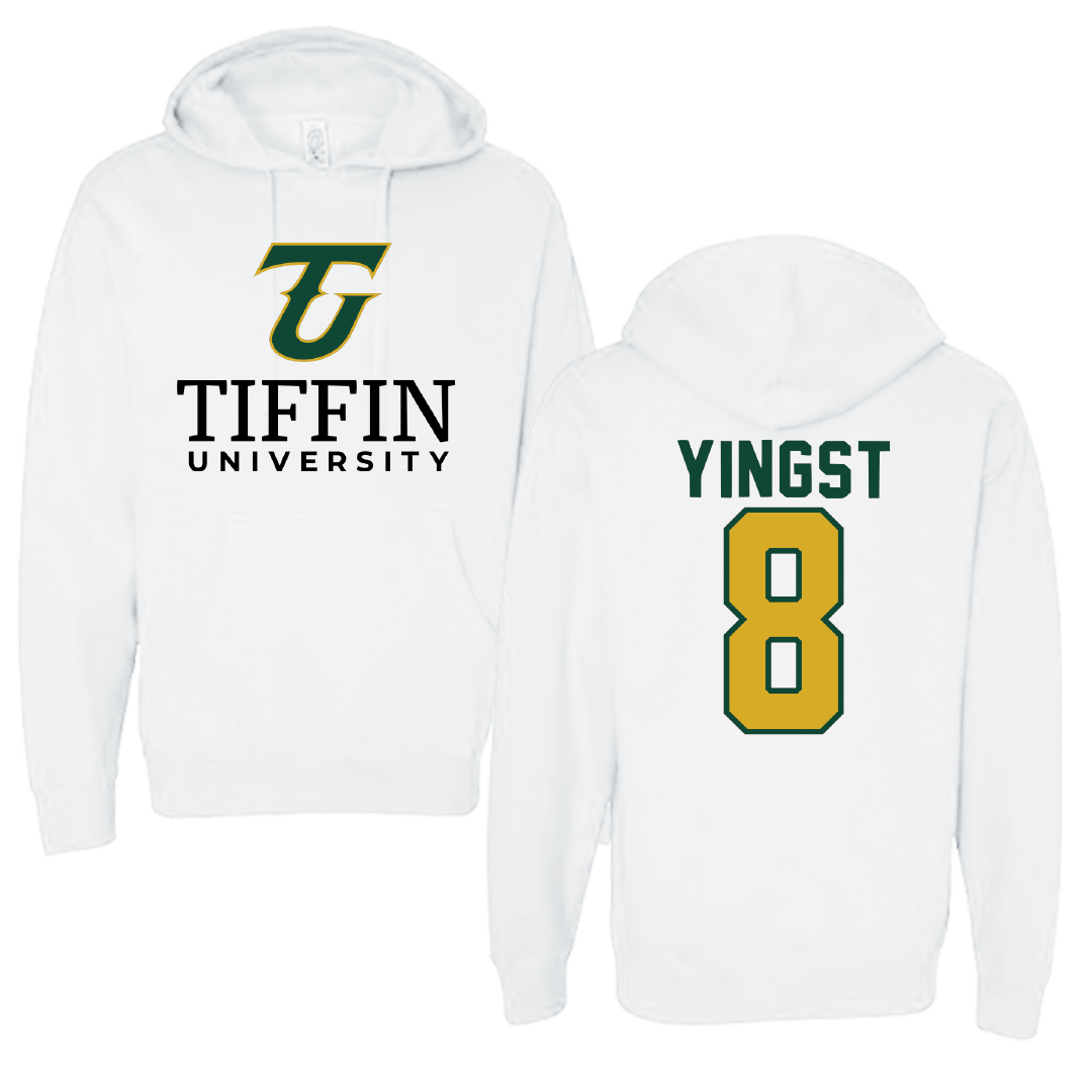 Tiffin University Baseball White Hoodie - #8 Ryan Yingst