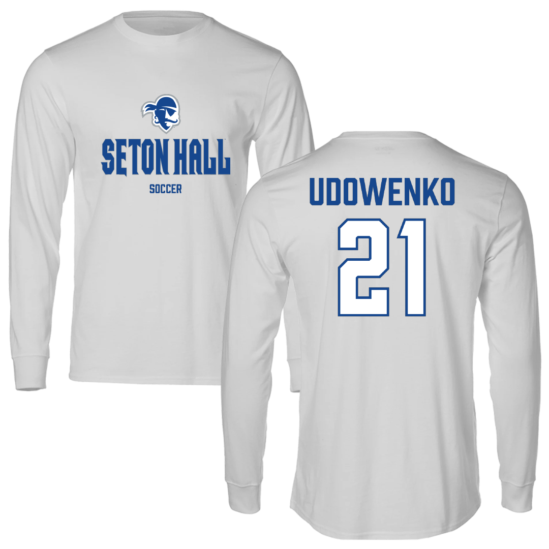 Seton Hall University Soccer (W) Light Gray Performance Long Sleeve - #21 Abby Udowenko